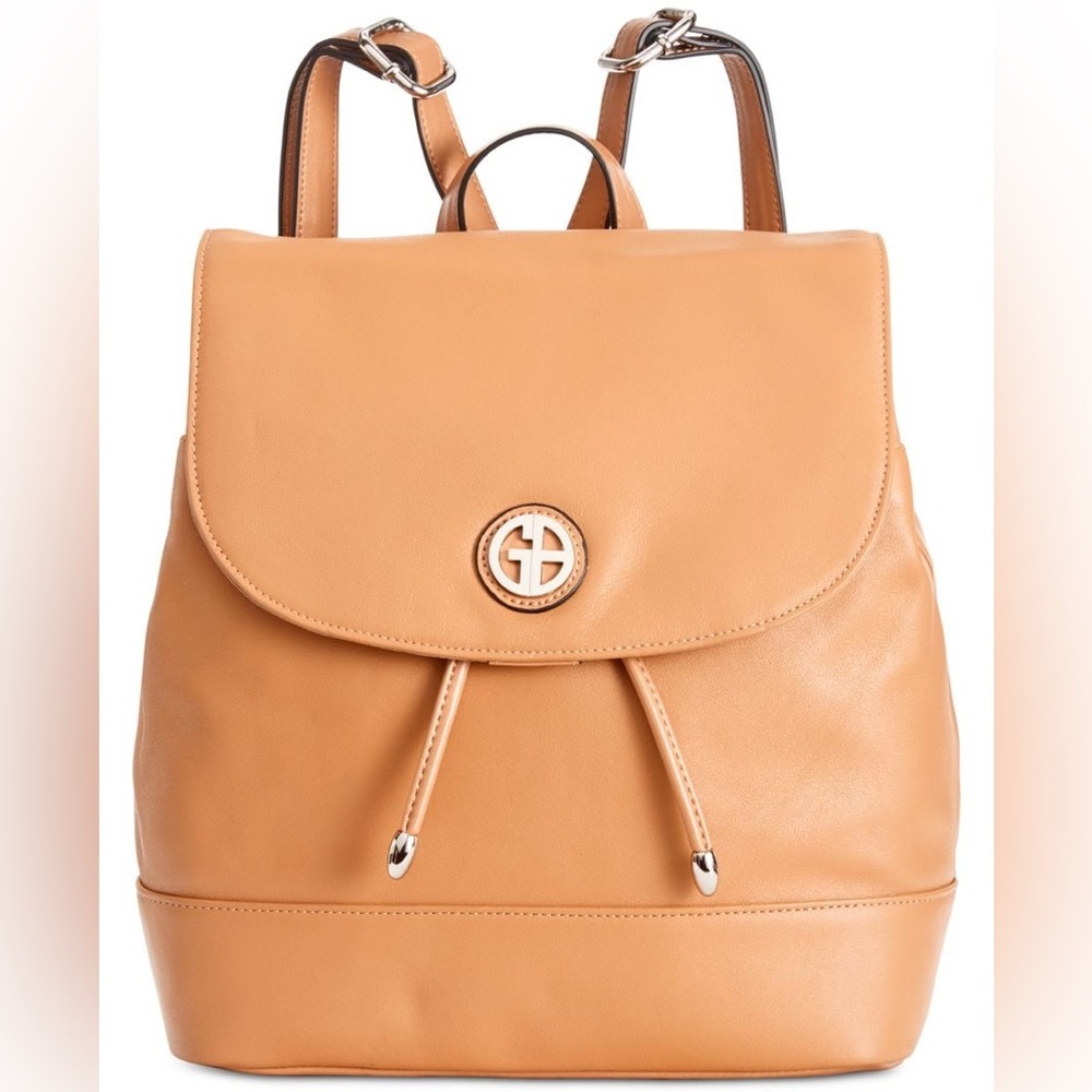 Giani Bernini Nappa Flap Backpack Light Brown Nut Soft Leather Bag
